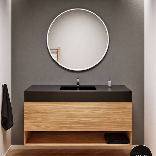 Aurora – Corian® Basin Unit with 1 Drawer and Bottom Shelf - ROVALUX