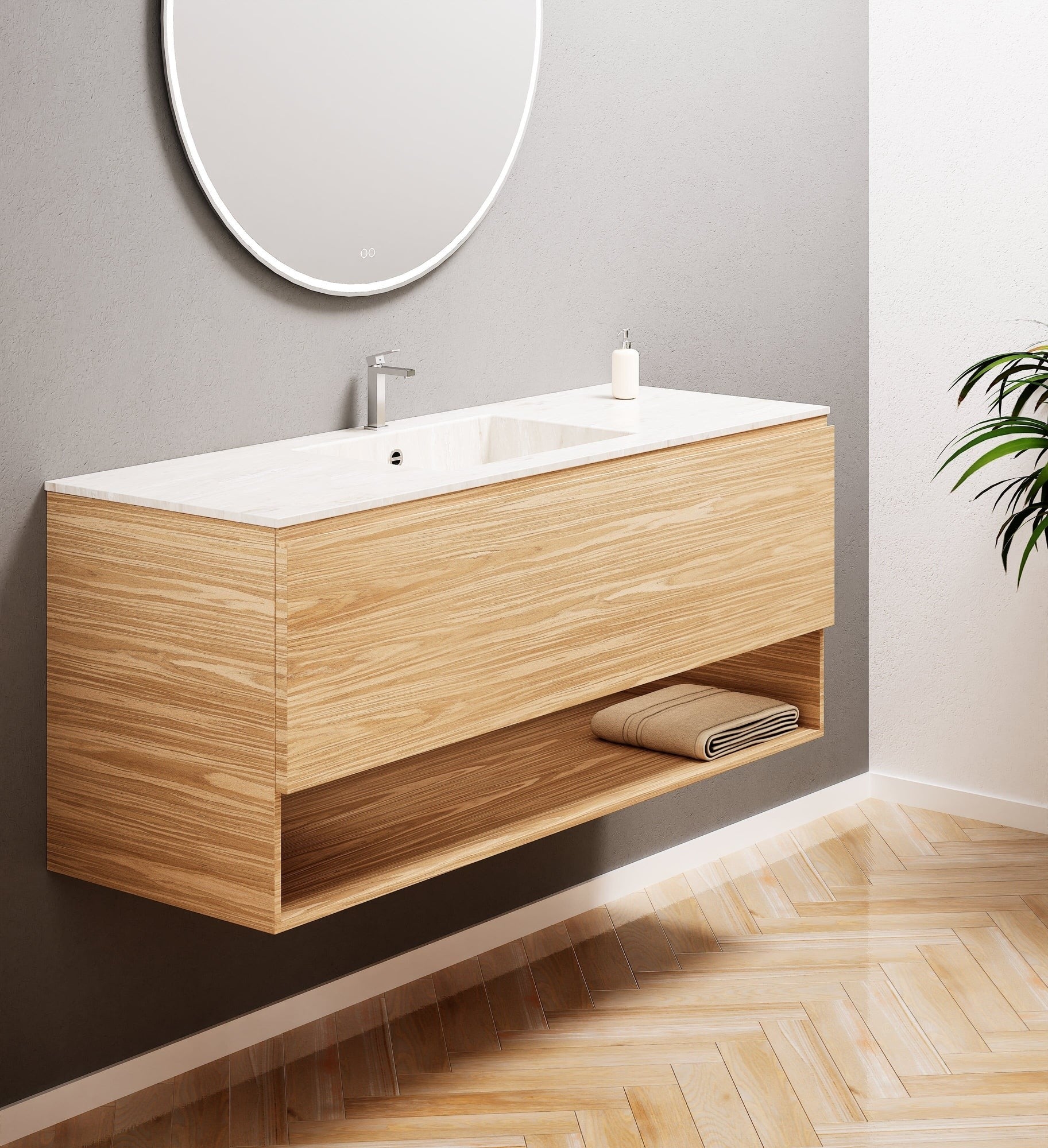 Aurora – Corian® Basin Unit with 1 Drawer and Bottom Shelf - ROVALUX
