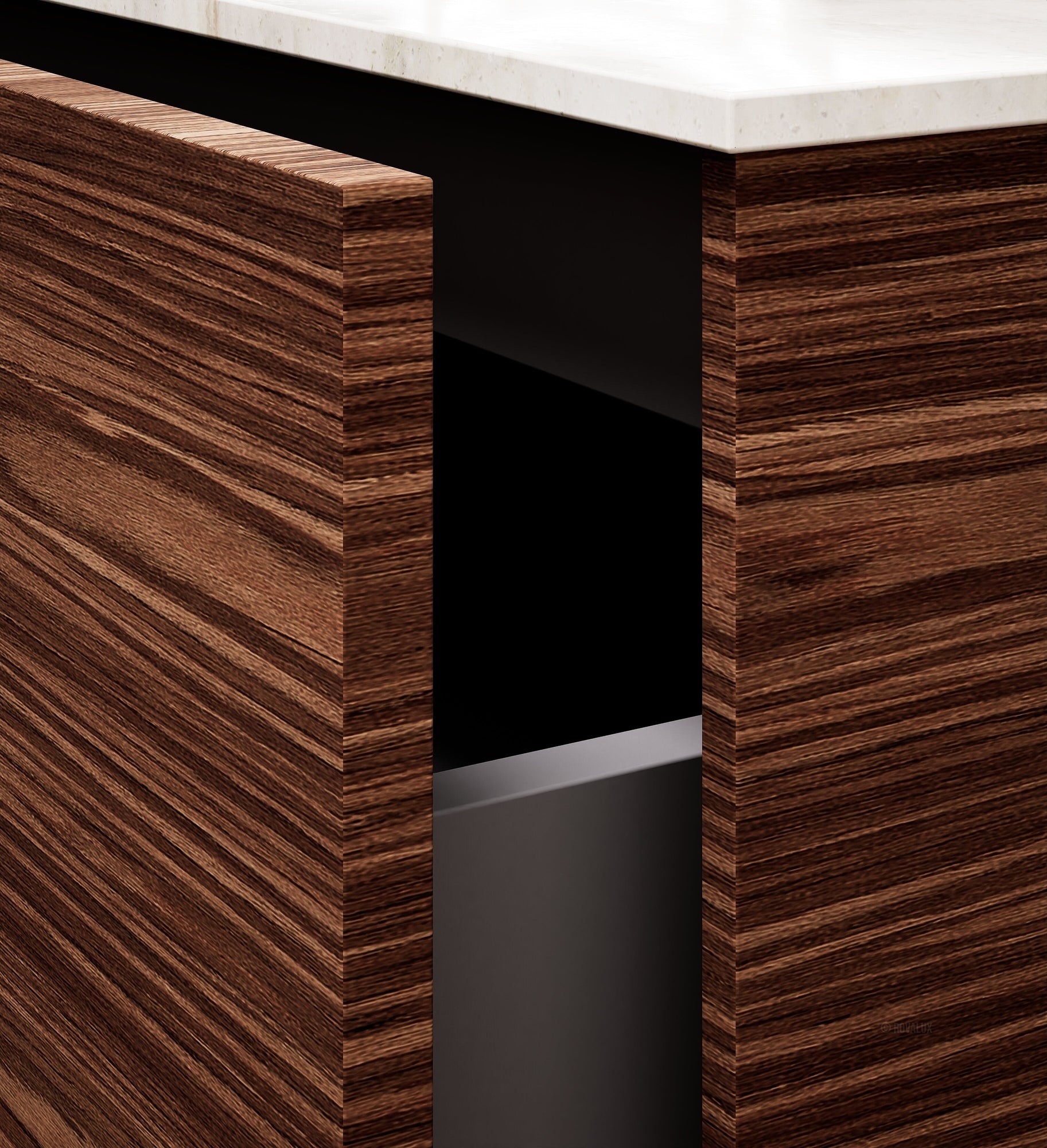 Aurora Frame – Corian® Basin with 1 Drawer and Bottom Shelf - ROVALUX