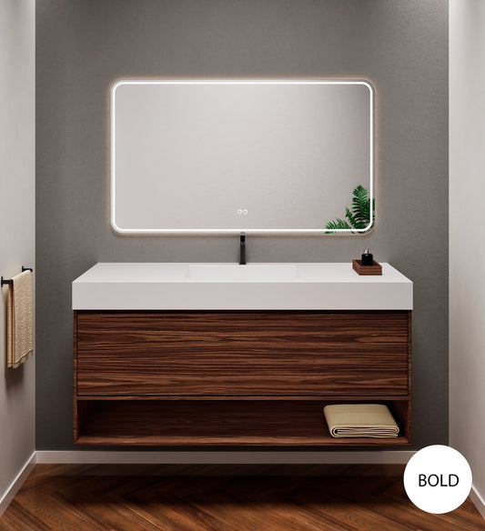 Aurora Frame – Corian® Basin with 1 Drawer and Bottom Shelf - ROVALUX