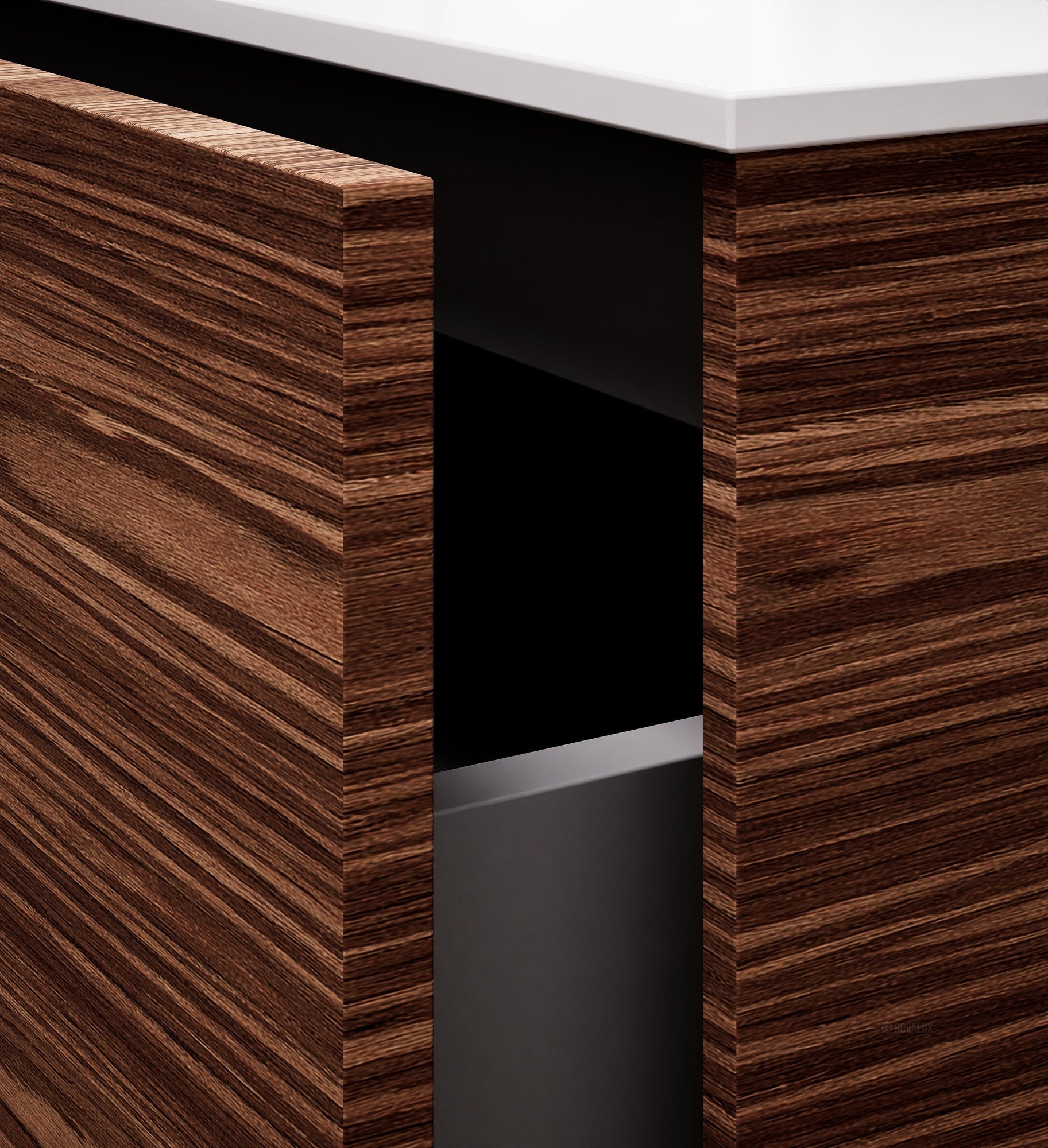 Aurora Frame – Corian® Basin with 1 Drawer and Bottom Shelf - ROVALUX