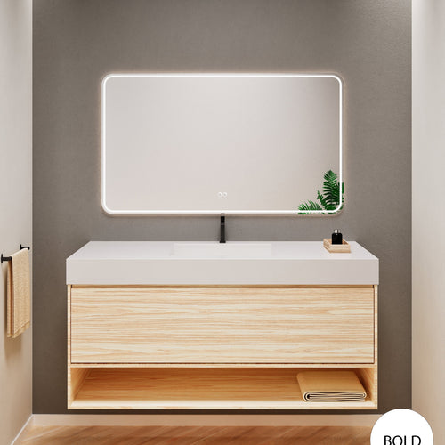 Aurora Frame – Corian® Basin with 1 Drawer and Bottom Shelf - ROVALUX