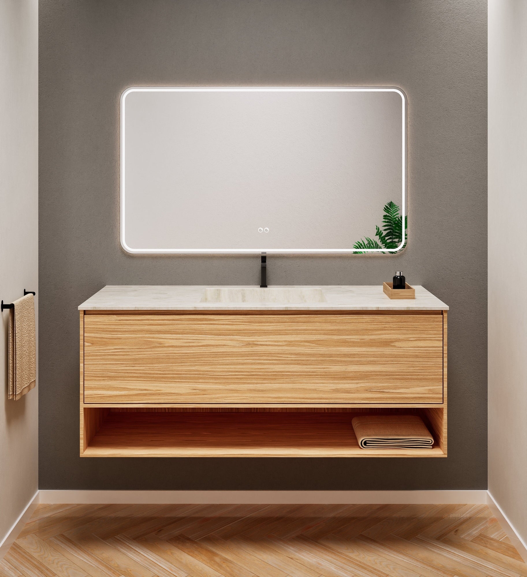 Aurora Frame – Corian® Basin with 1 Drawer and Bottom Shelf - ROVALUX