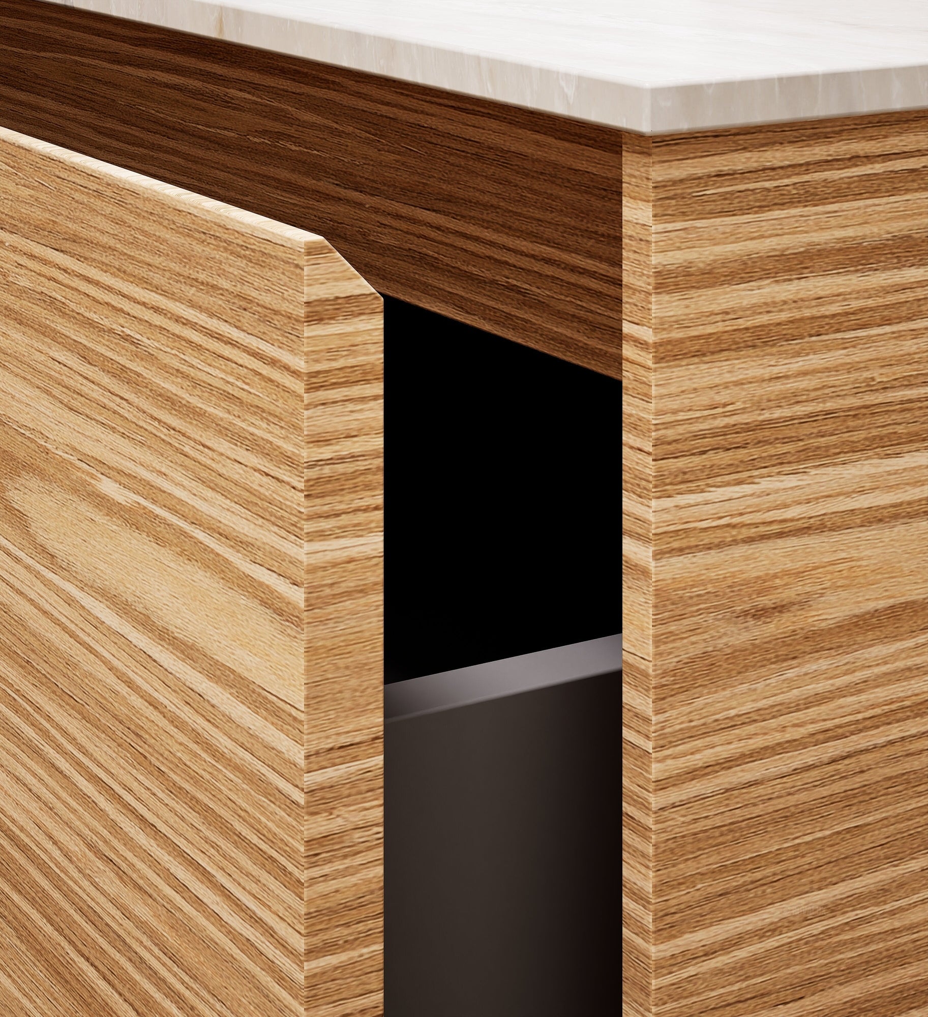 Aurora Frame – Corian® Basin with 1 Drawer and Bottom Shelf - ROVALUX