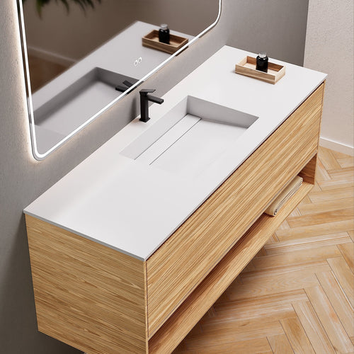 Aurora Frame – Corian® Basin with 1 Drawer and Bottom Shelf - ROVALUX