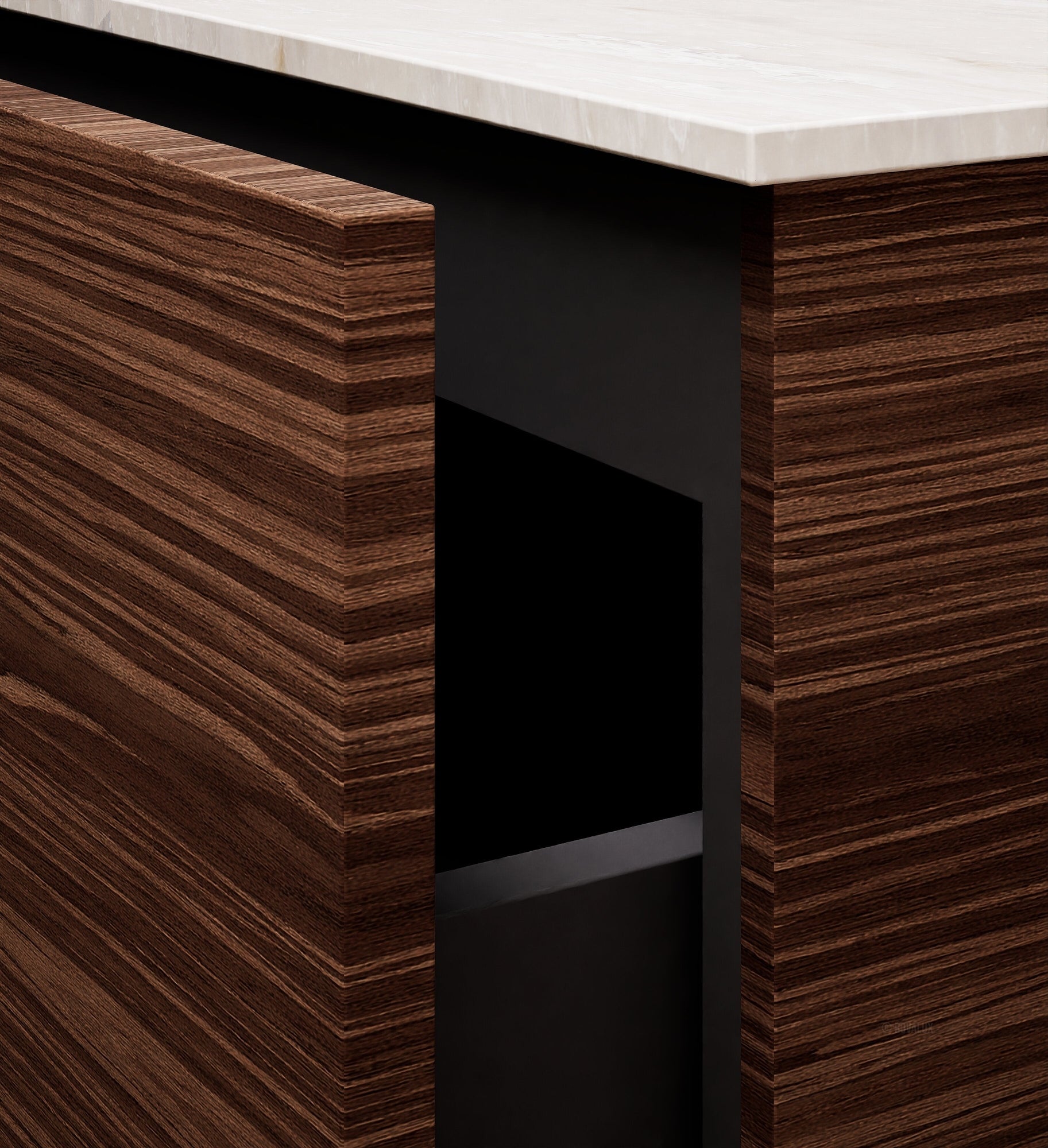 Aurora – Corian® Basin Unit with 1 Drawer, Side Shelf, and Feet-Standing Vanity - ROVALUX