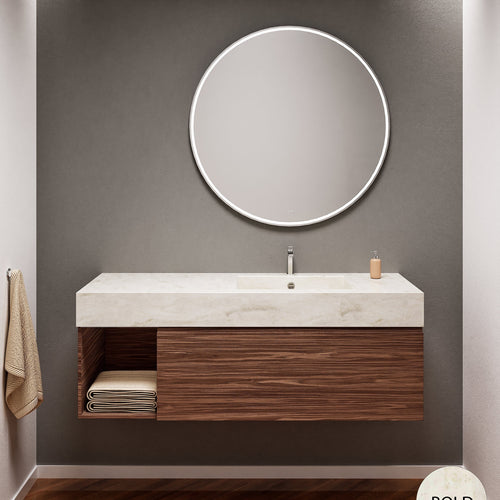 Aurora – Corian® Basin Unit with 1 Drawer and Side Shelf - ROVALUX