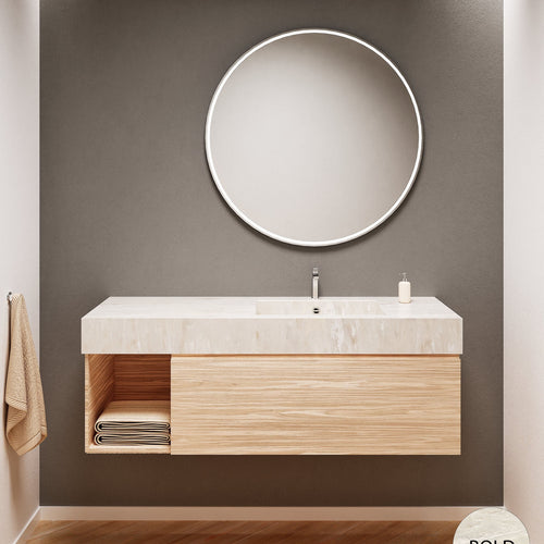 Aurora – Corian® Basin Unit with 1 Drawer and Side Shelf - ROVALUX