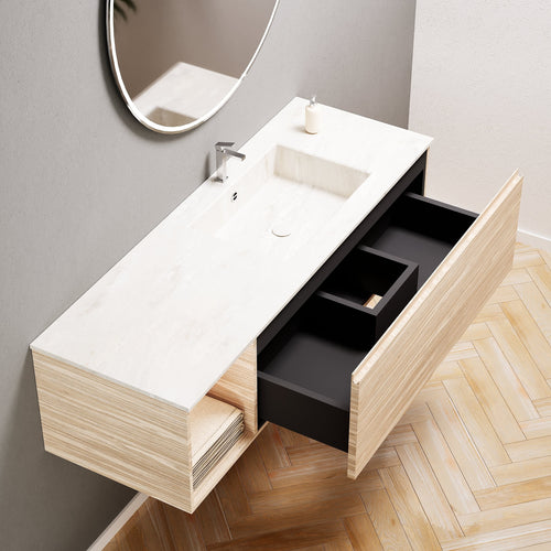 Aurora – Corian® Basin Unit with 1 Drawer and Side Shelf - ROVALUX