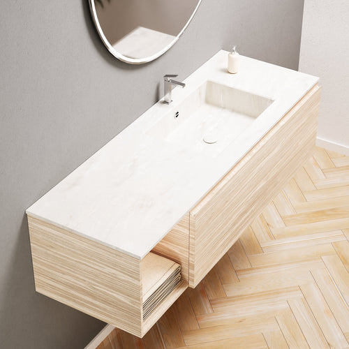 Aurora – Corian® Basin Unit with 1 Drawer and Side Shelf - ROVALUX