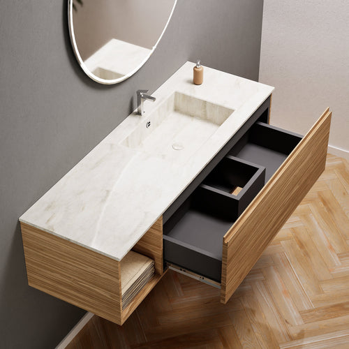 Aurora – Corian® Basin Unit with 1 Drawer and Side Shelf - ROVALUX
