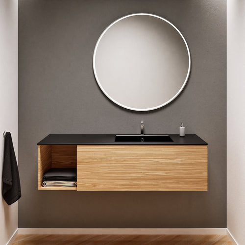 Aurora – Corian® Basin Unit with 1 Drawer and Side Shelf - ROVALUX