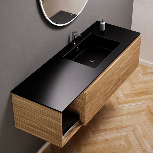 Aurora – Corian® Basin Unit with 1 Drawer and Side Shelf - ROVALUX