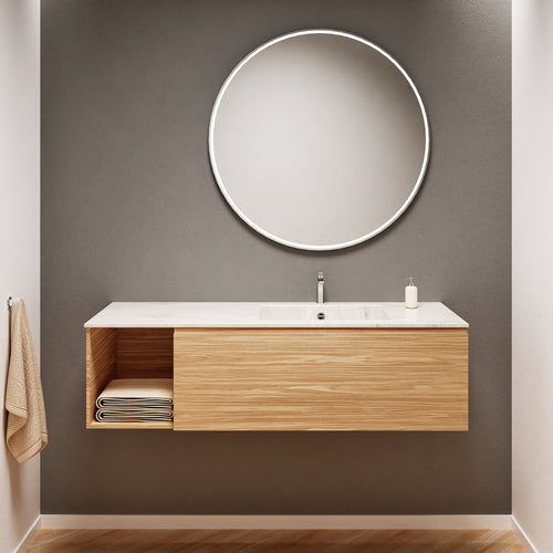 Aurora – Corian® Basin Unit with 1 Drawer and Side Shelf - ROVALUX