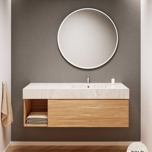 Aurora – Corian® Basin Unit with 1 Drawer and Side Shelf - ROVALUX