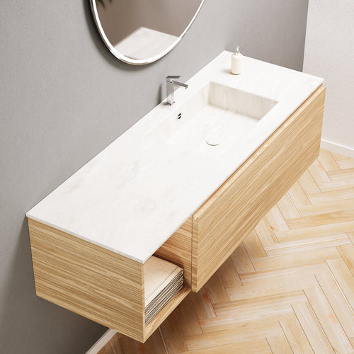 Aurora – Corian® Basin Unit with 1 Drawer and Side Shelf - ROVALUX