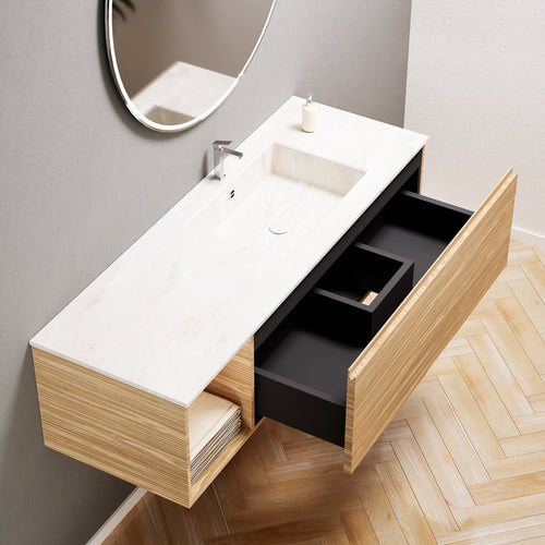 Aurora – Corian® Basin Unit with 1 Drawer and Side Shelf - ROVALUX