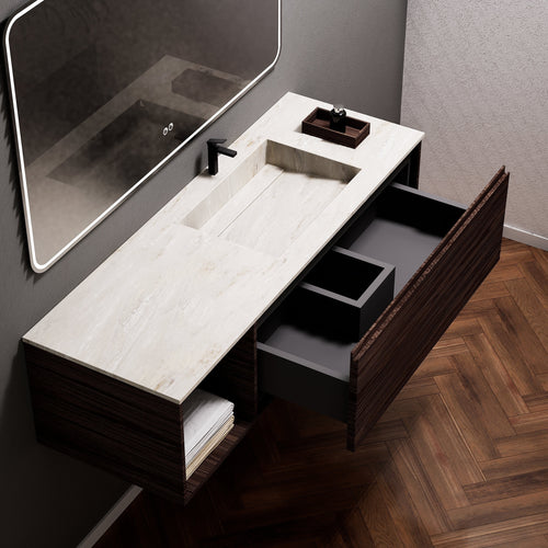 Aurora Frame – Corian® Basin with 1 Drawer and Side Shelf - ROVALUX
