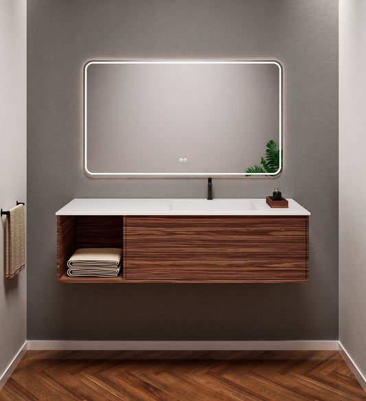 Aurora Frame – Corian® Basin with 1 Drawer and Side Shelf - ROVALUX