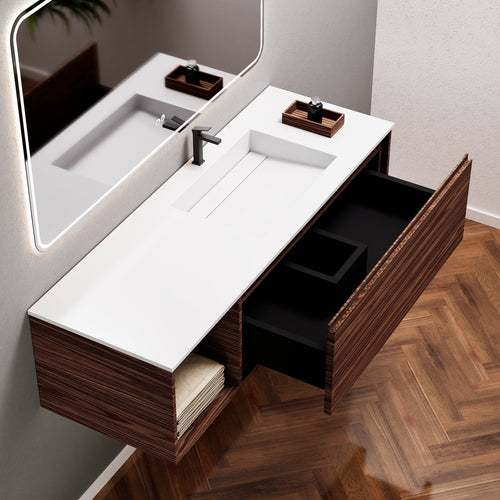 Aurora Frame – Corian® Basin with 1 Drawer and Side Shelf - ROVALUX
