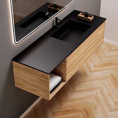 Aurora Frame – Corian® Basin with 1 Drawer and Side Shelf - ROVALUX
