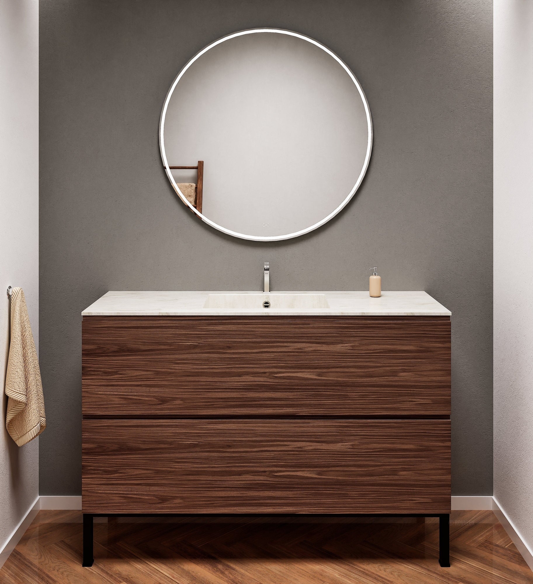 Aurora – Corian® Basin Unit with 2 Drawers and Feet-Standing Vanity - ROVALUX