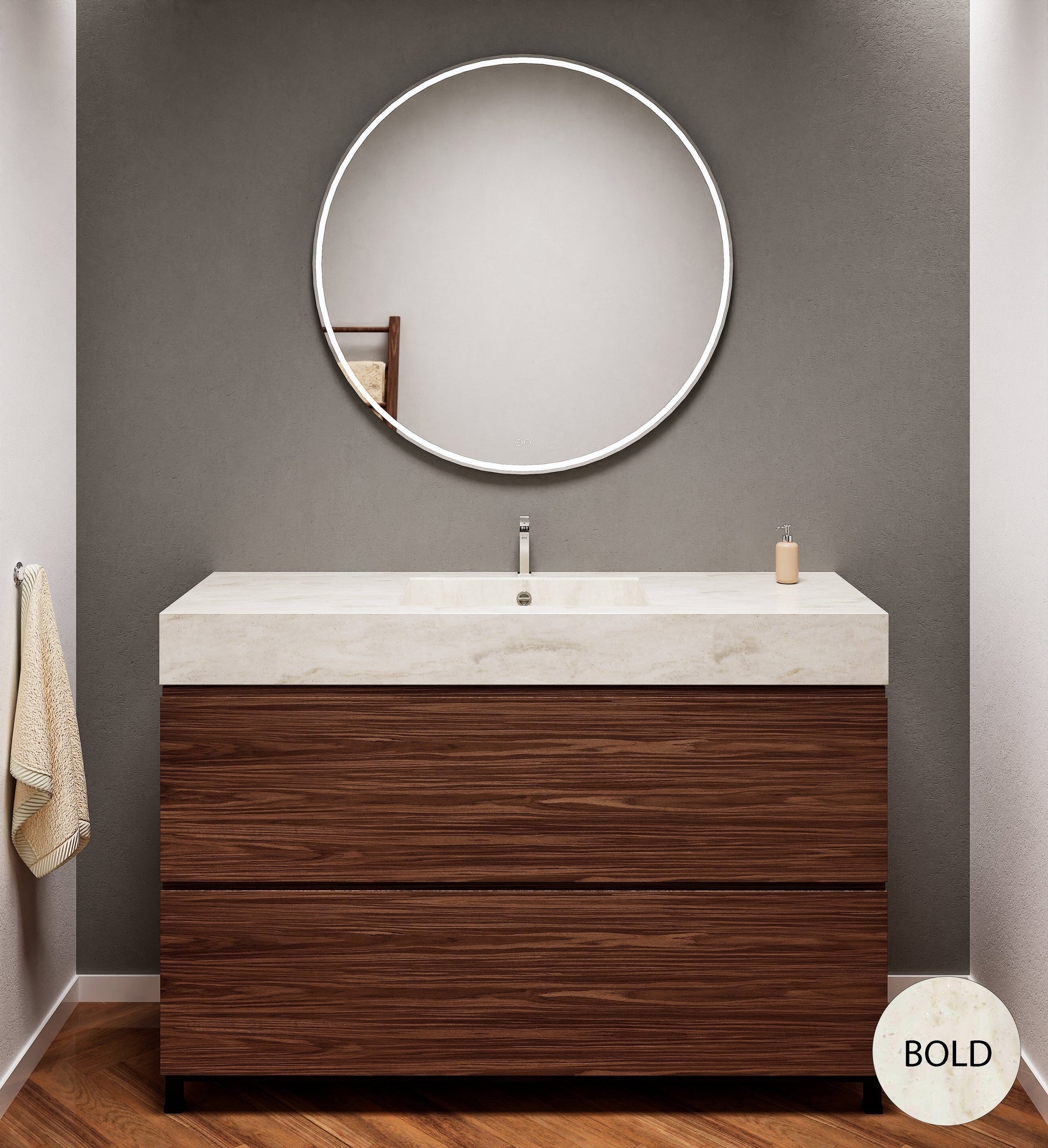 Aurora – Corian® Basin Unit with 2 Drawers and Feet-Standing Vanity - ROVALUX