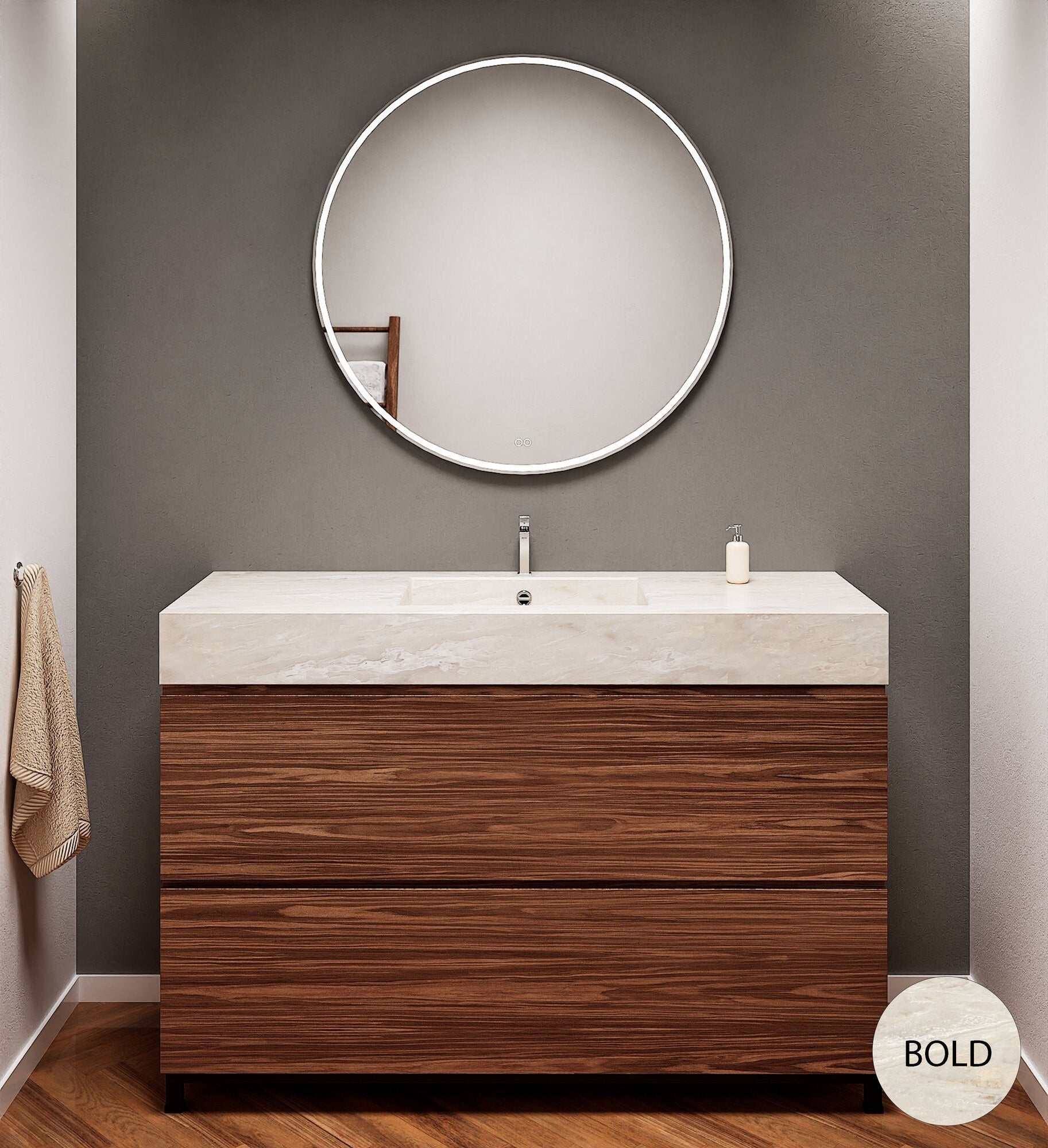 Aurora – Corian® Basin Unit with 2 Drawers and Feet-Standing Vanity - ROVALUX