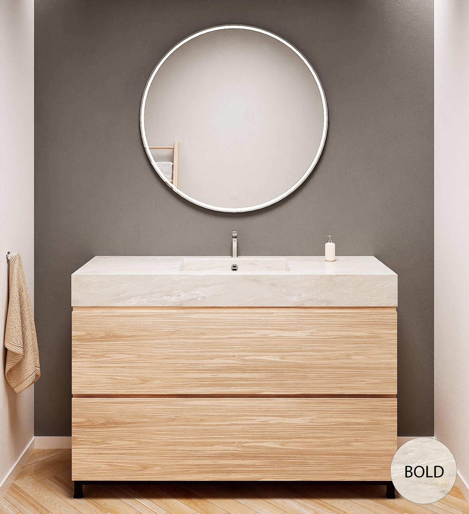 Aurora – Corian® Basin Unit with 2 Drawers and Feet-Standing Vanity - ROVALUX