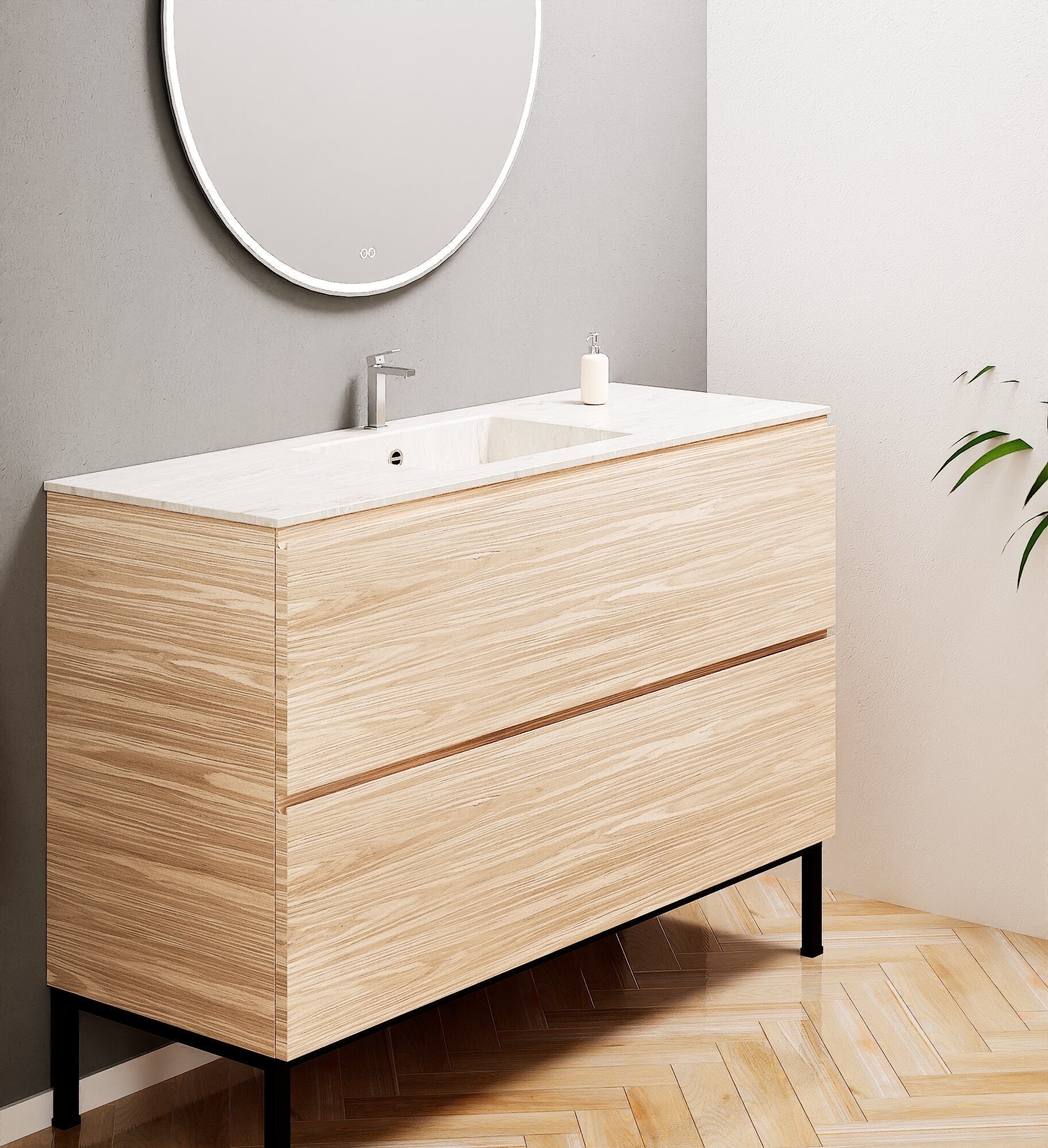 Aurora – Corian® Basin Unit with 2 Drawers and Feet-Standing Vanity - ROVALUX