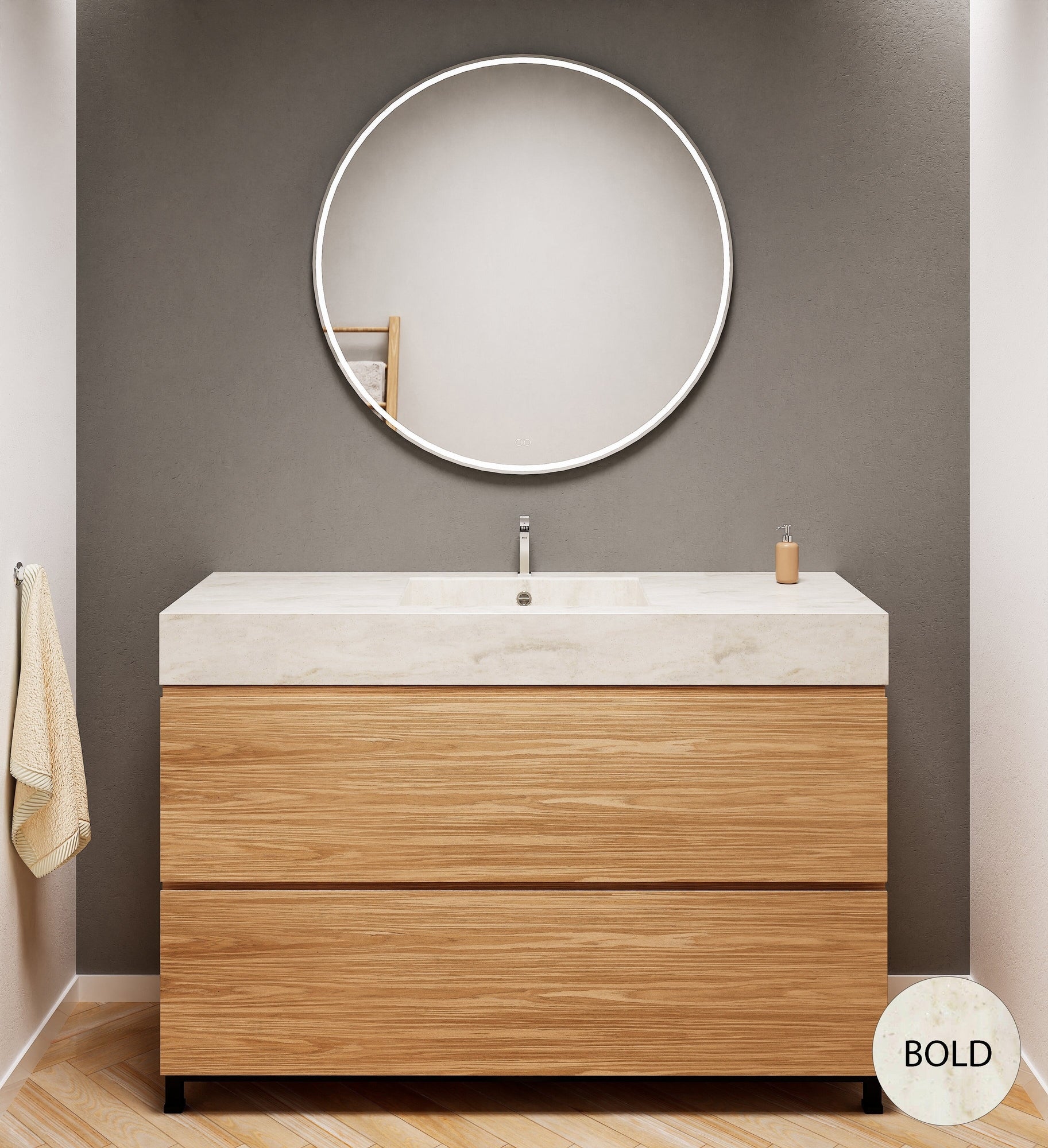 Aurora – Corian® Basin Unit with 2 Drawers and Feet-Standing Vanity - ROVALUX