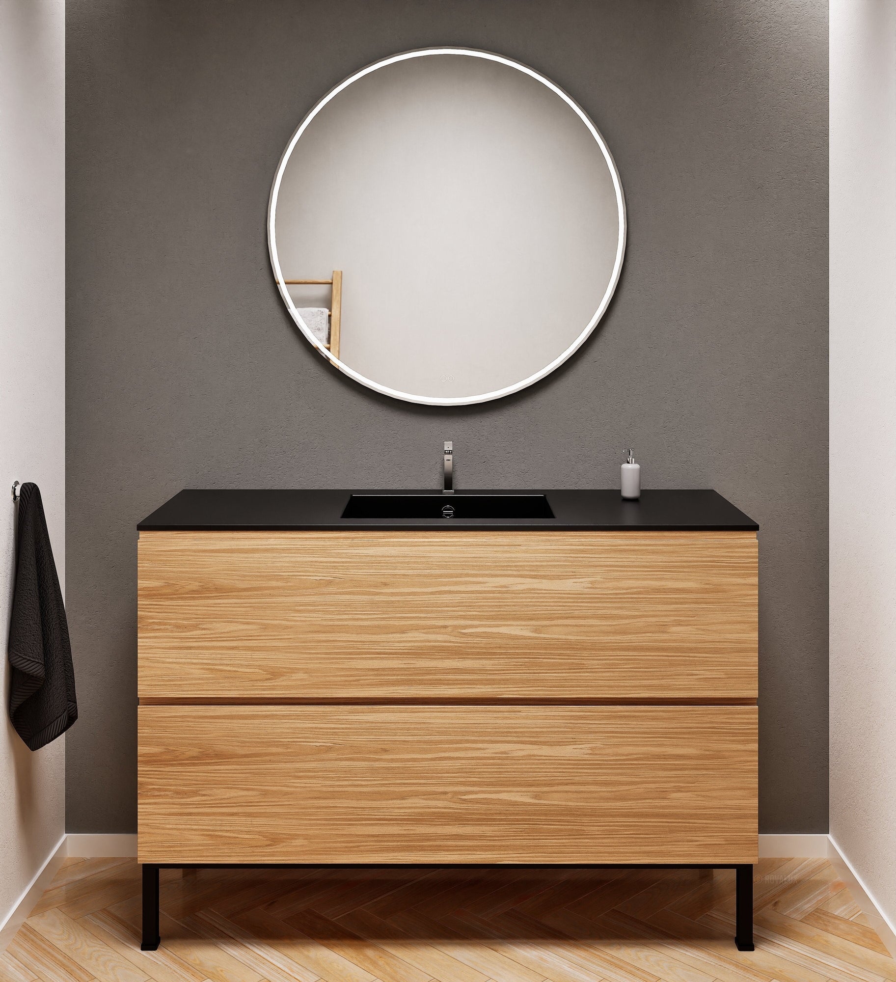 Aurora – Corian® Basin Unit with 2 Drawers and Feet-Standing Vanity - ROVALUX