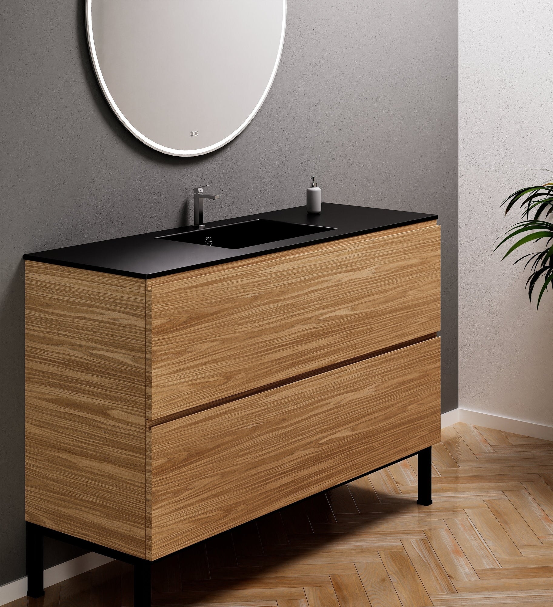 Aurora – Corian® Basin Unit with 2 Drawers and Feet-Standing Vanity - ROVALUX