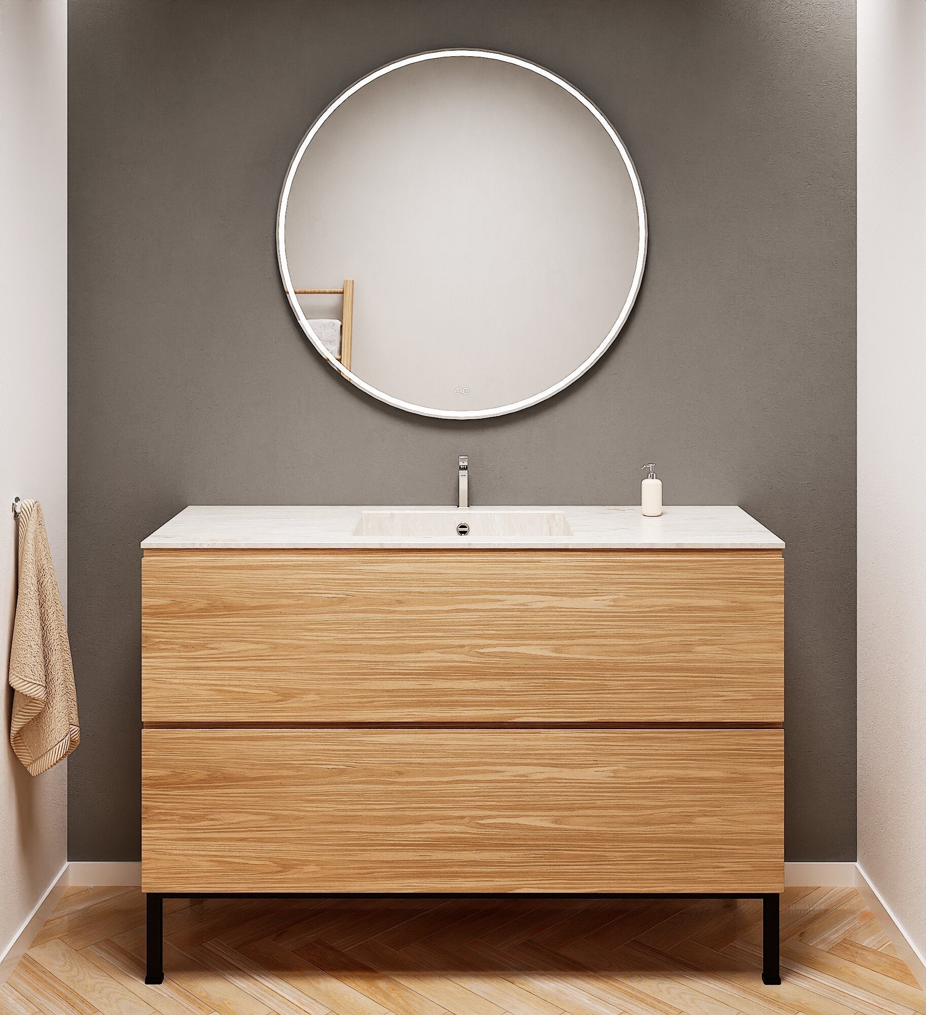 Aurora – Corian® Basin Unit with 2 Drawers and Feet-Standing Vanity - ROVALUX