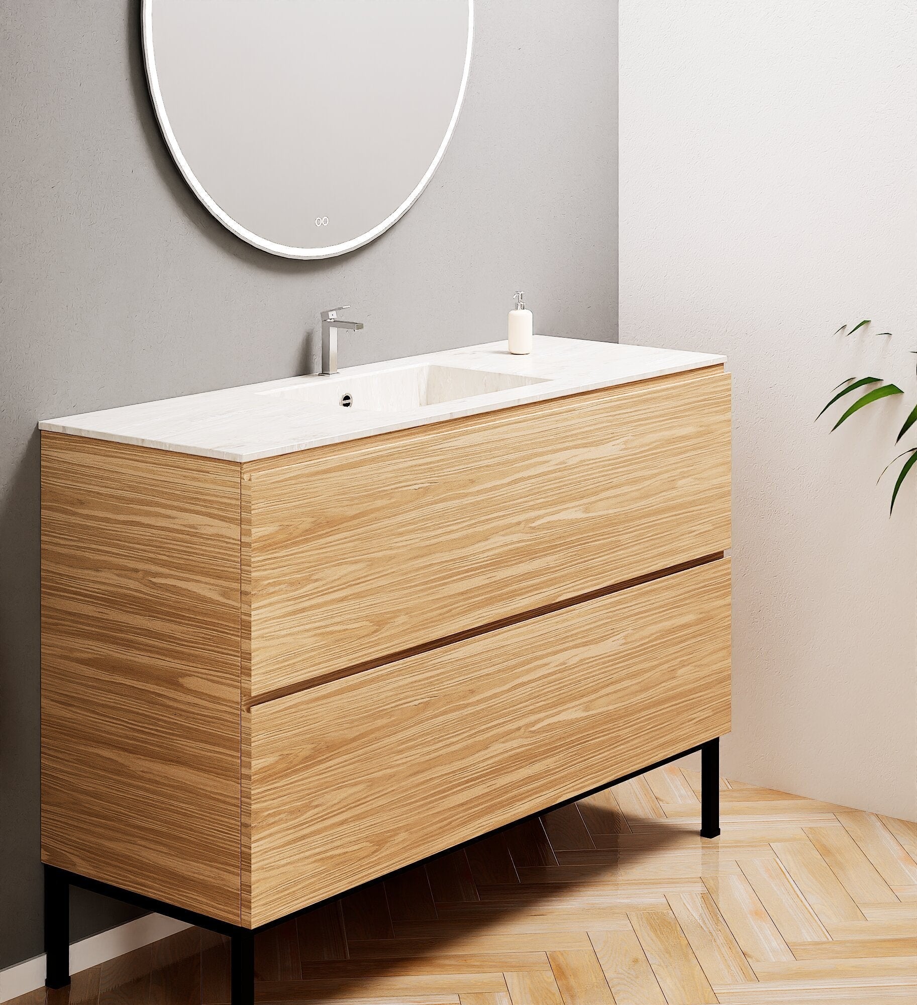 Aurora – Corian® Basin Unit with 2 Drawers and Feet-Standing Vanity - ROVALUX