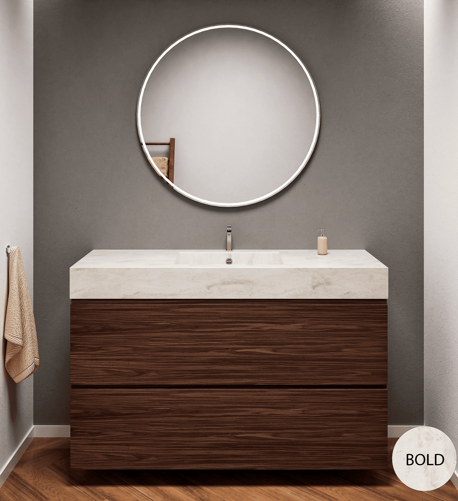 Aurora – Corian® Basin Unit with 2 Stacked Drawers - ROVALUX