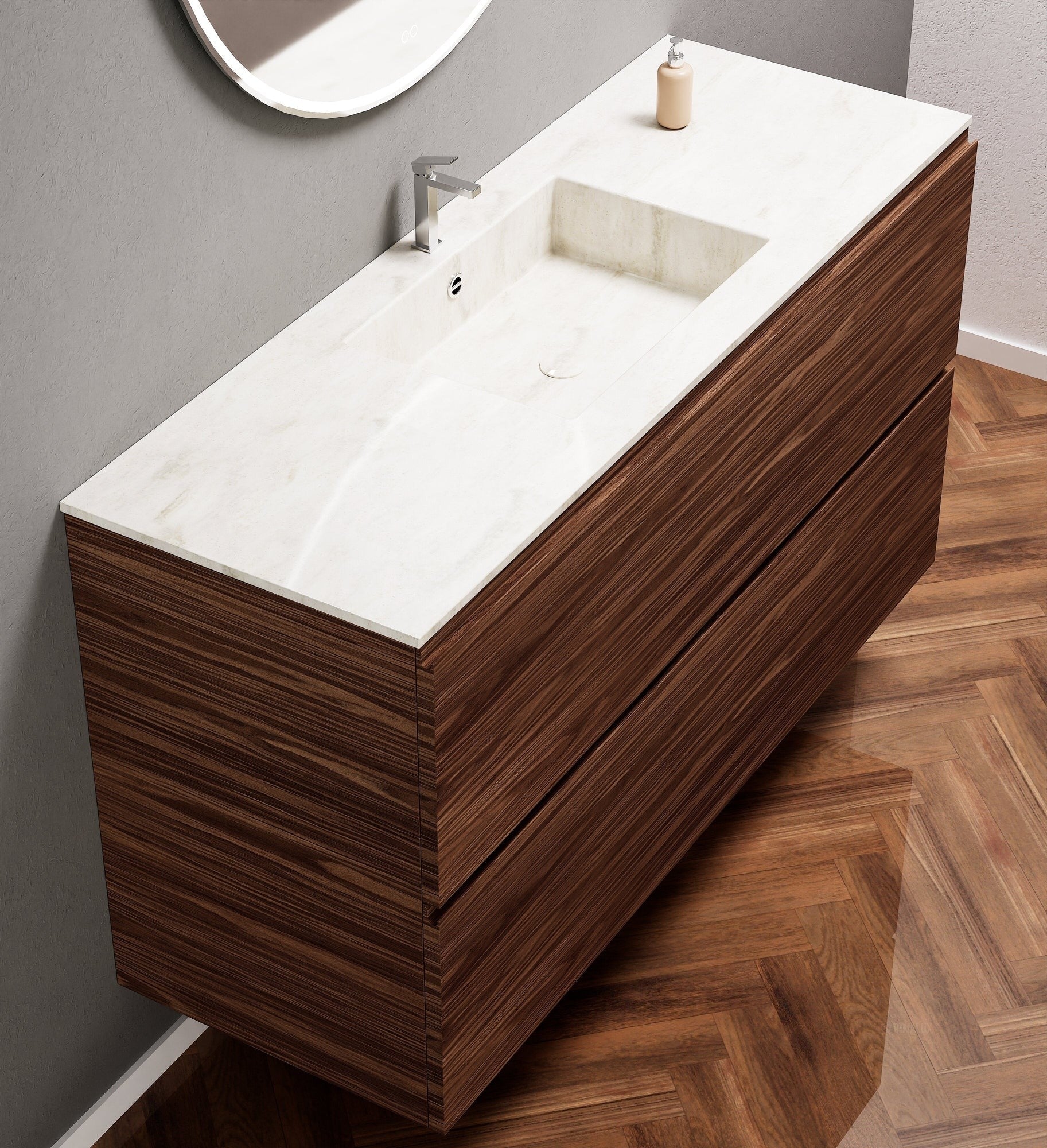 Aurora – Corian® Basin Unit with 2 Stacked Drawers - ROVALUX
