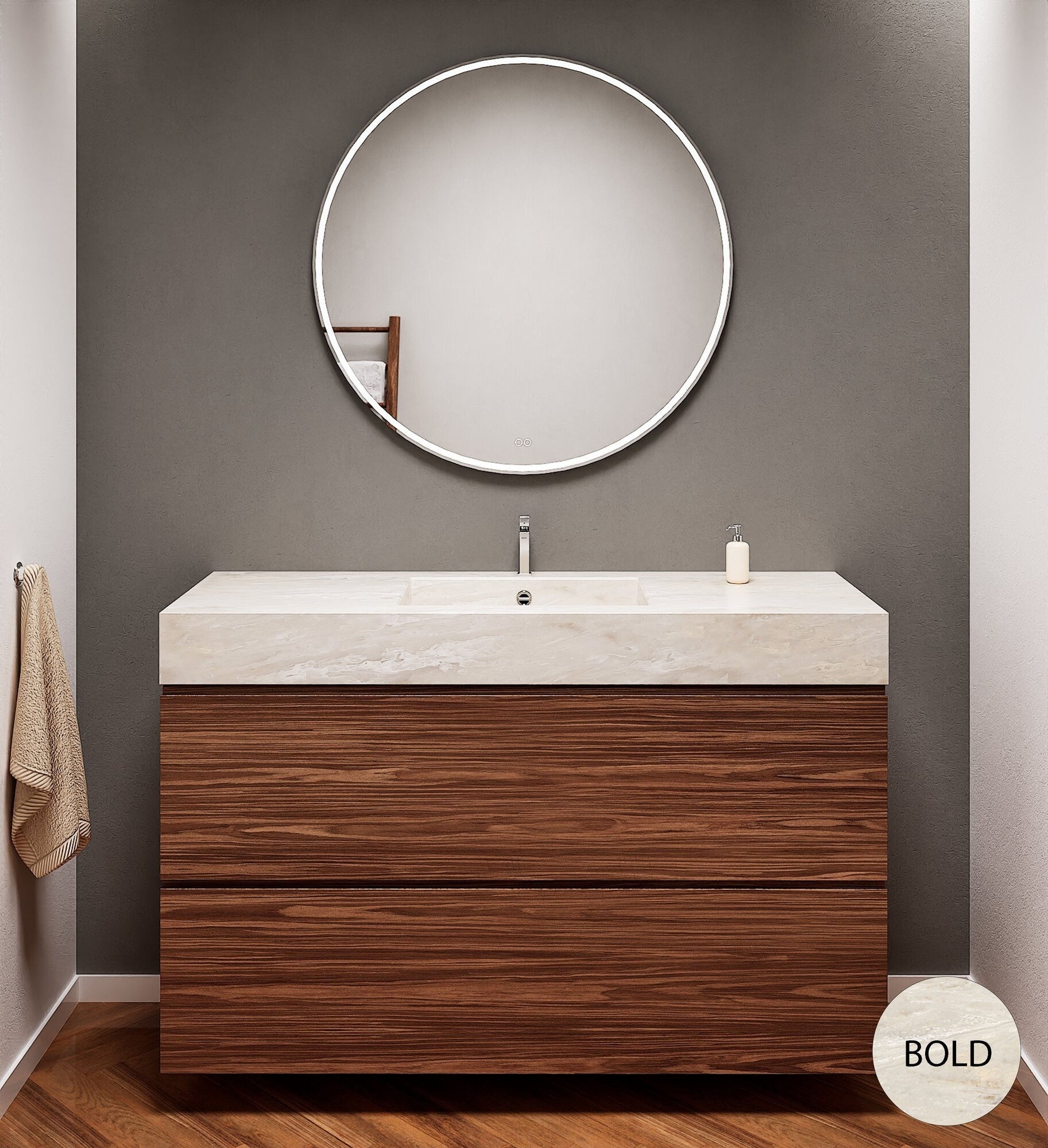 Aurora – Corian® Basin Unit with 2 Stacked Drawers - ROVALUX