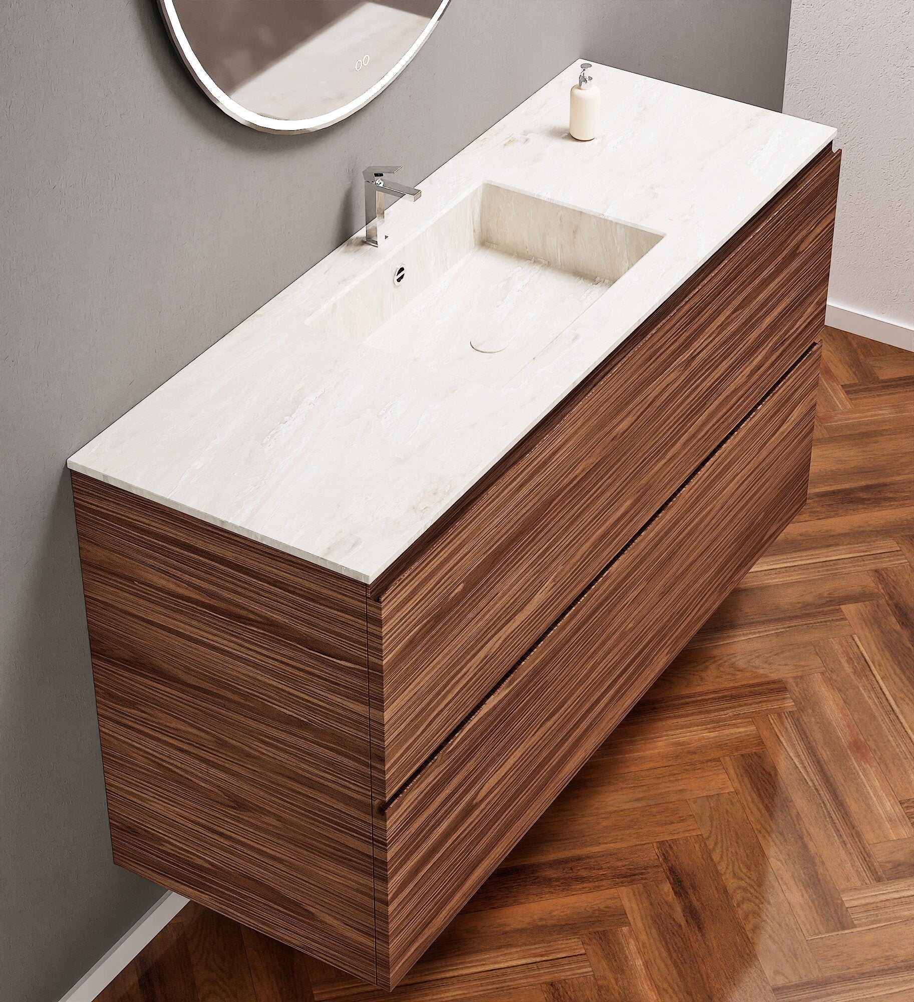 Aurora – Corian® Basin Unit with 2 Stacked Drawers - ROVALUX