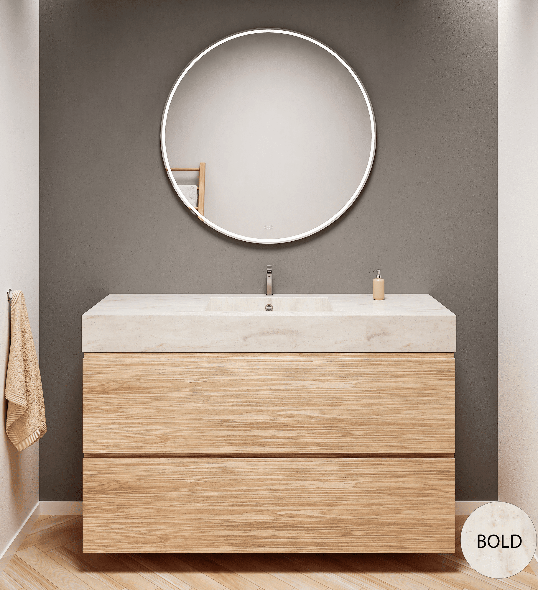 Aurora – Corian® Basin Unit with 2 Stacked Drawers - ROVALUX