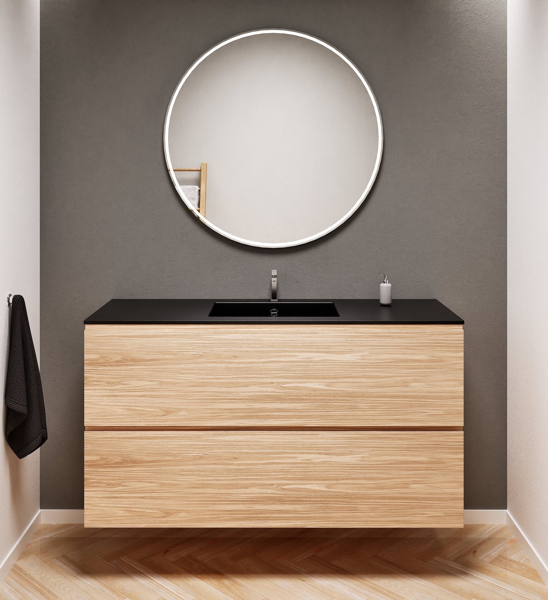 Aurora – Corian® Basin Unit with 2 Stacked Drawers - ROVALUX