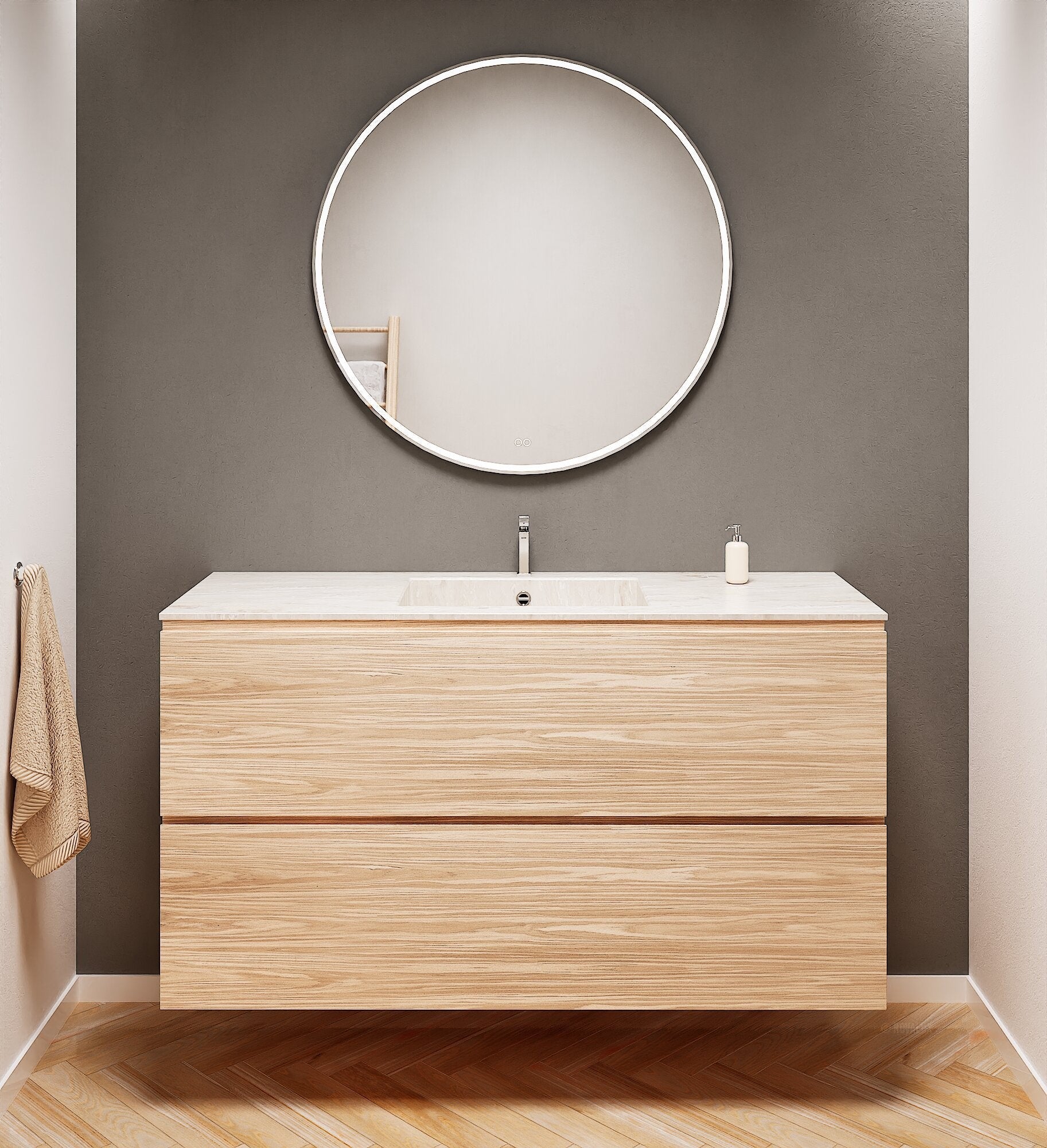 Aurora – Corian® Basin Unit with 2 Stacked Drawers - ROVALUX