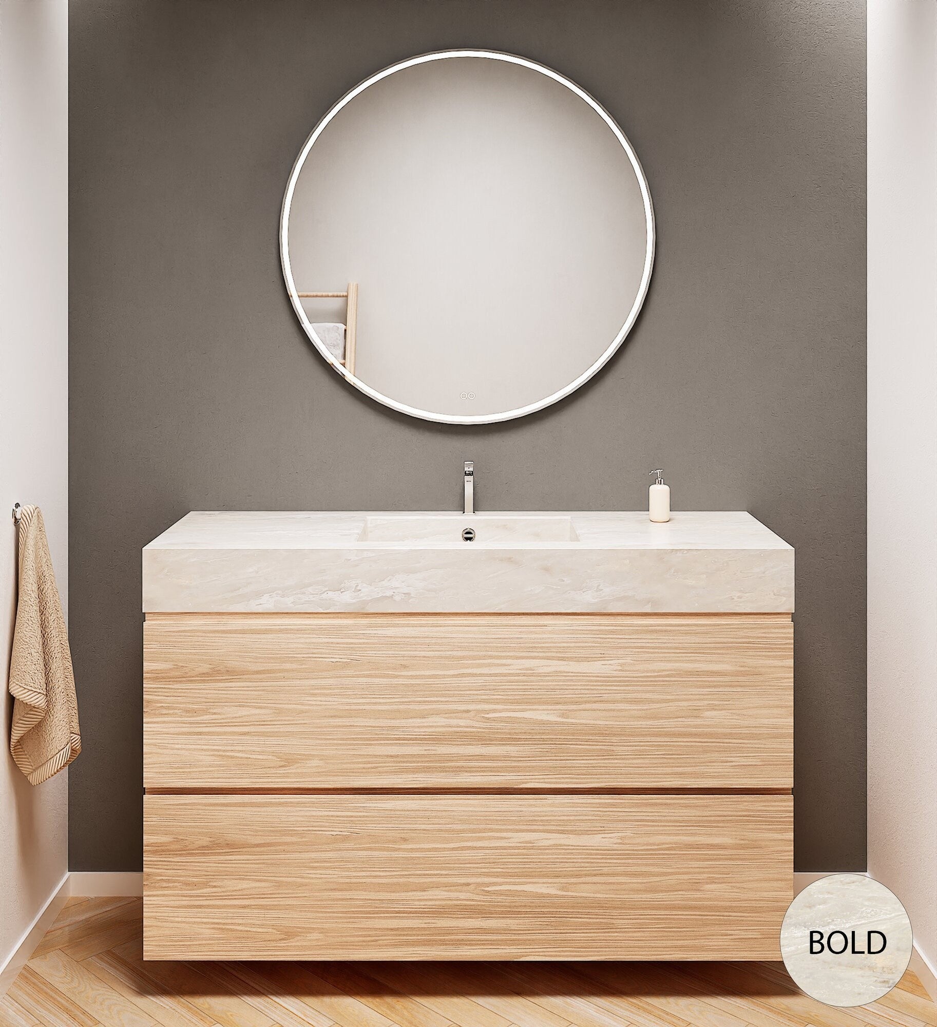 Aurora – Corian® Basin Unit with 2 Stacked Drawers - ROVALUX