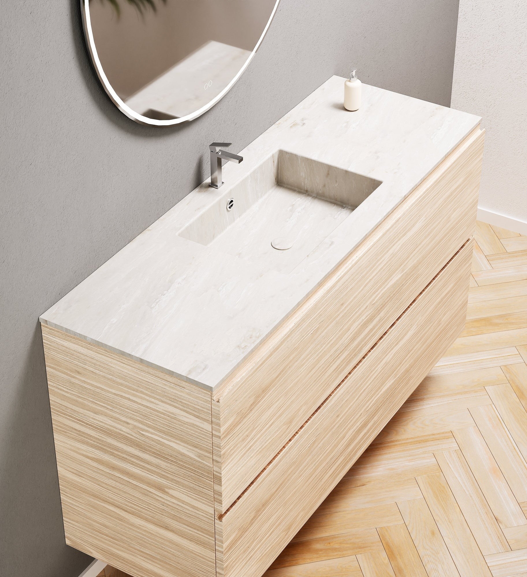 Aurora – Corian® Basin Unit with 2 Stacked Drawers - ROVALUX