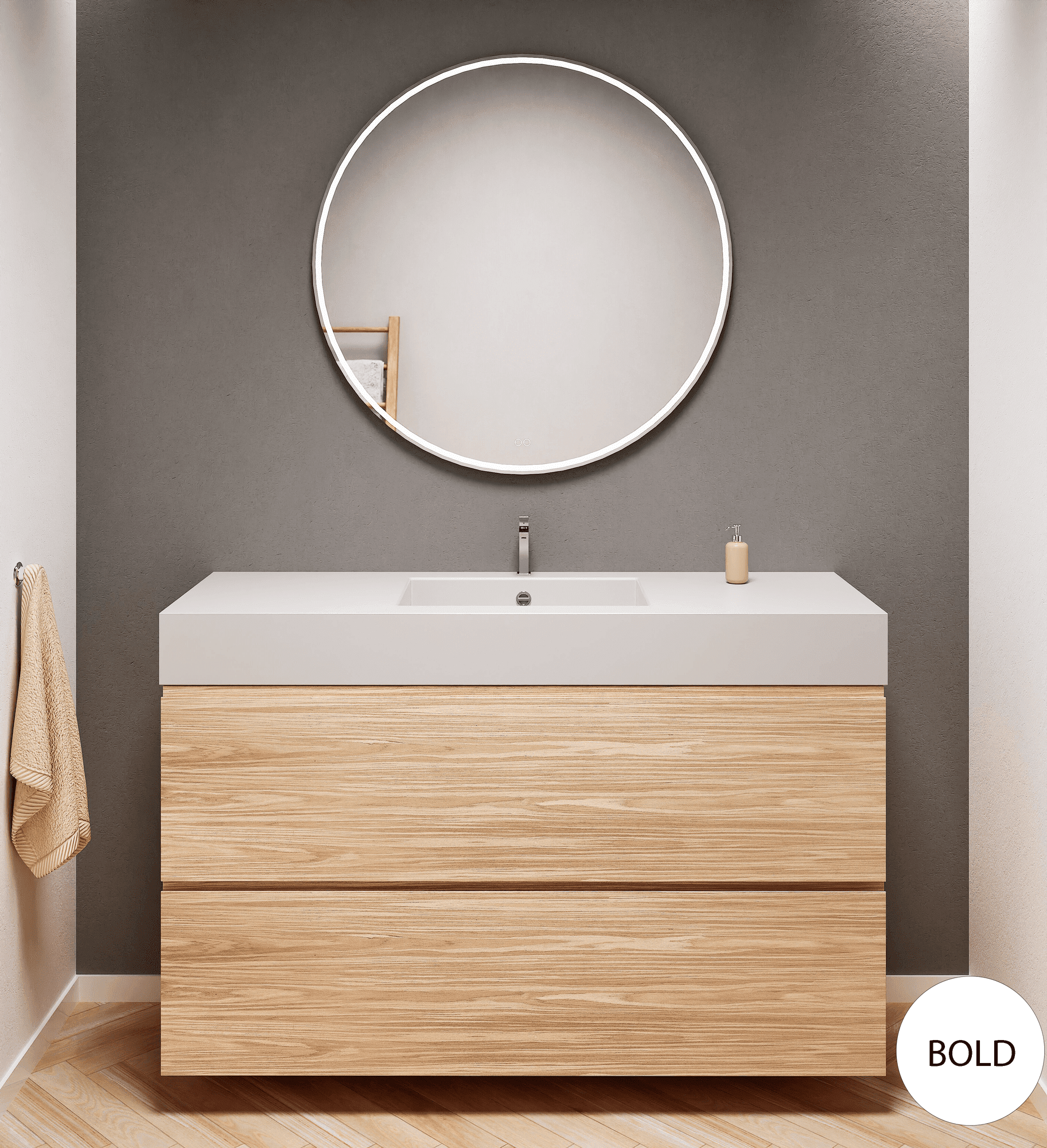 Aurora – Corian® Basin Unit with 2 Stacked Drawers - ROVALUX