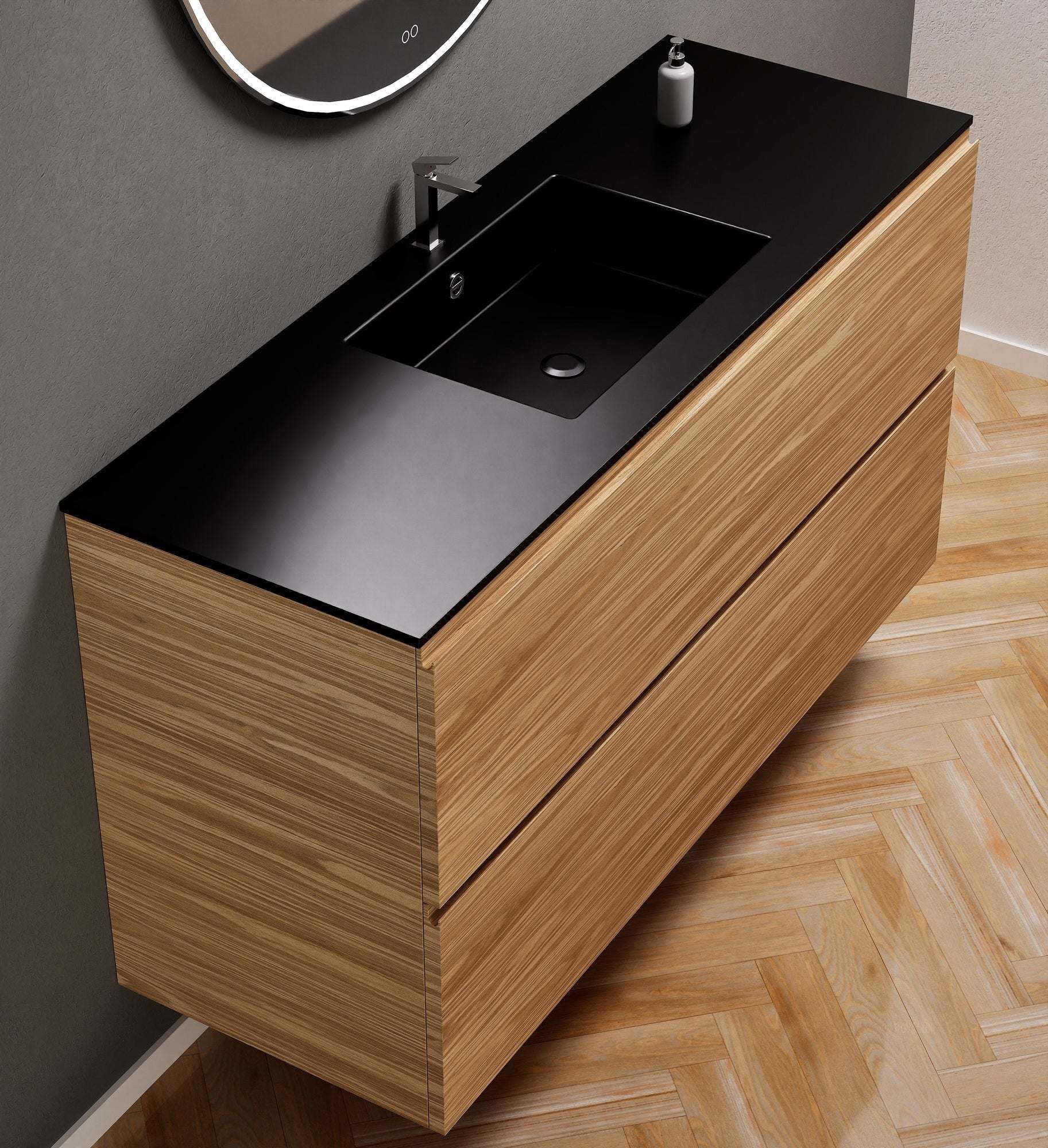 Aurora – Corian® Basin Unit with 2 Stacked Drawers - ROVALUX