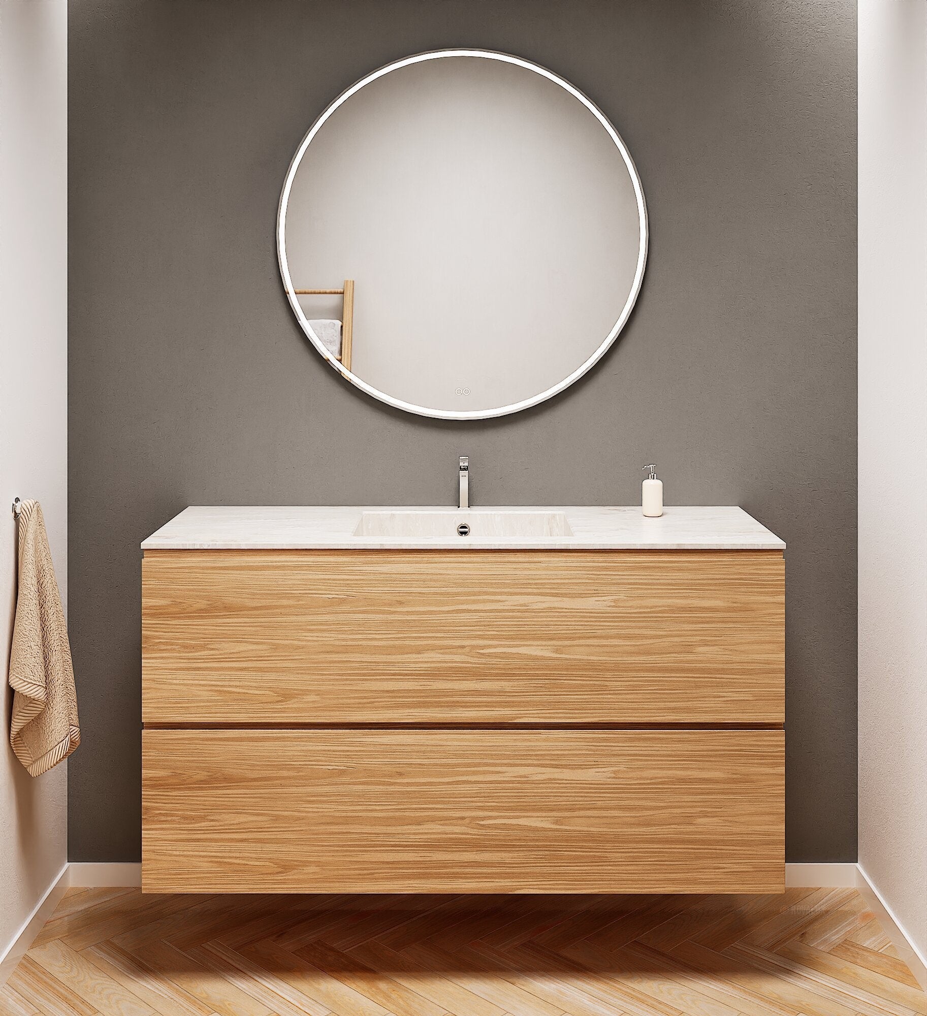 Aurora – Corian® Basin Unit with 2 Stacked Drawers - ROVALUX