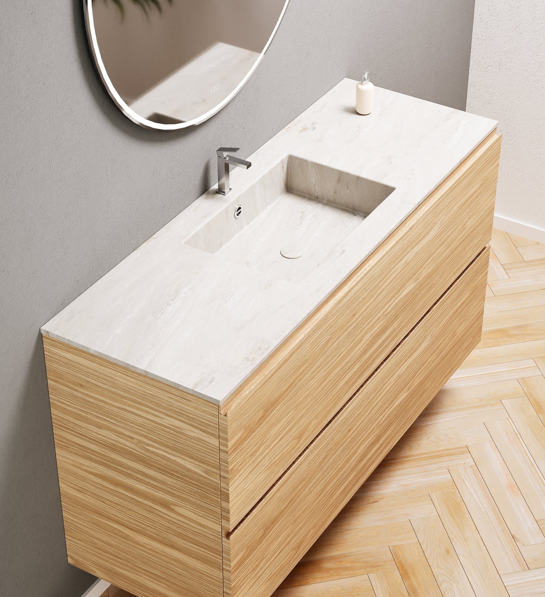 Aurora – Corian® Basin Unit with 2 Stacked Drawers - ROVALUX