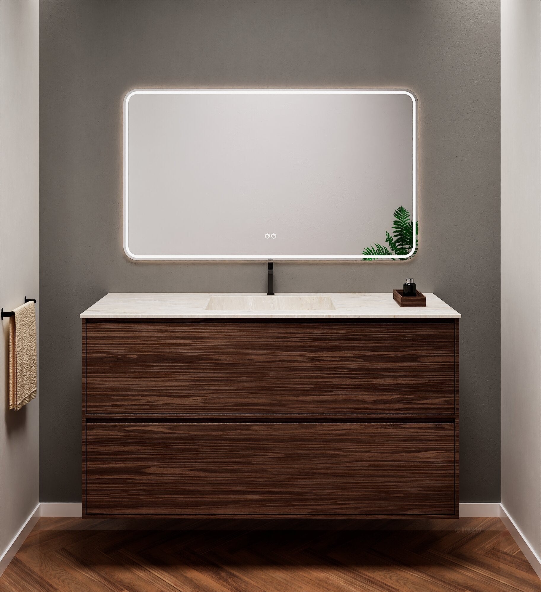 Aurora Frame – Corian® Basin with 2 Stacked Drawers - ROVALUX