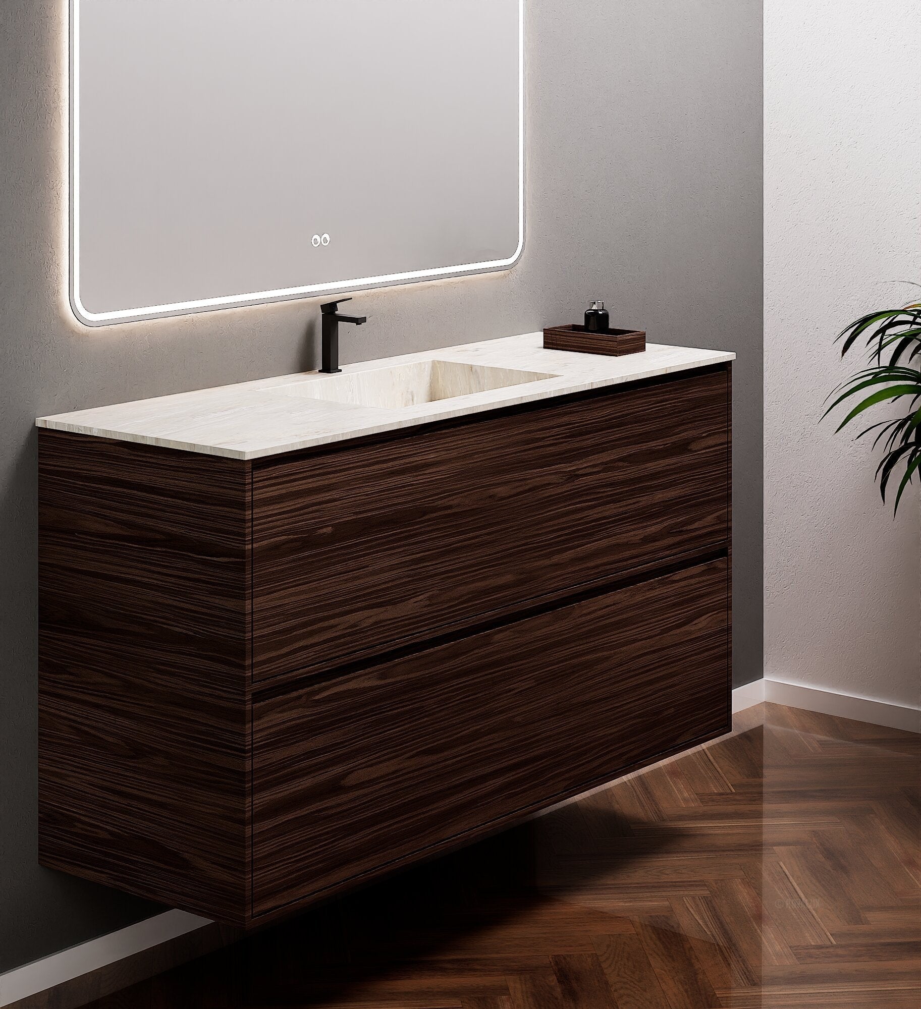 Aurora Frame – Corian® Basin with 2 Stacked Drawers - ROVALUX